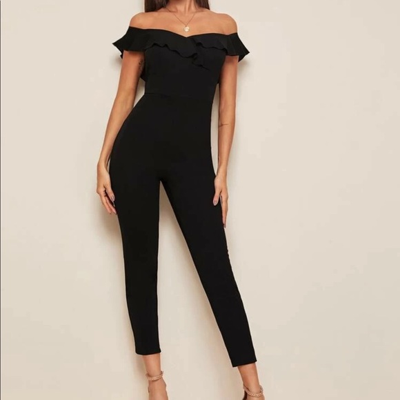 Shein. Black, off the shoulder, skinny jumpsuit. Never worn